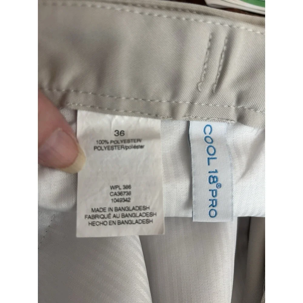 HAGGAR COOL 18 PRO Golf Shorts Men's 36x9 Khaki Adjustable Waist
